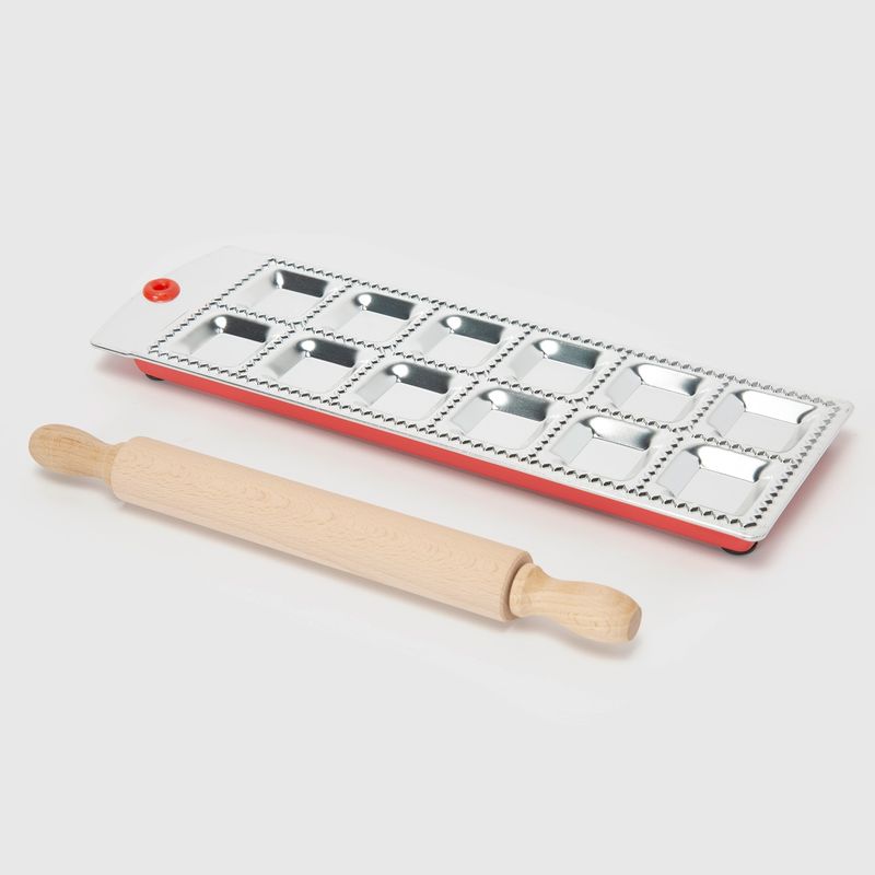 MICA - Set Molde Ravioles Mica con Uslero de Madera