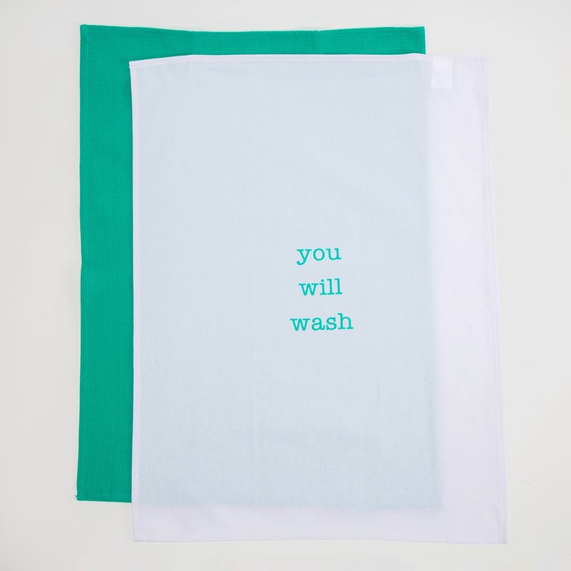 MICA - Pack De 2 Paños De Cocina Mica Frases Rectangular Algodón