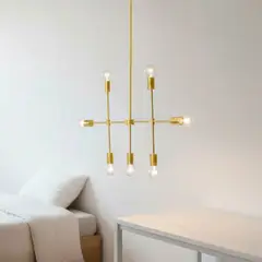MICA - Lámpara Colgante Metálica Dorada 150 cm