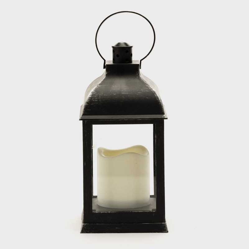 MICA - Farol Negro Vela Led 24 Cm Mica