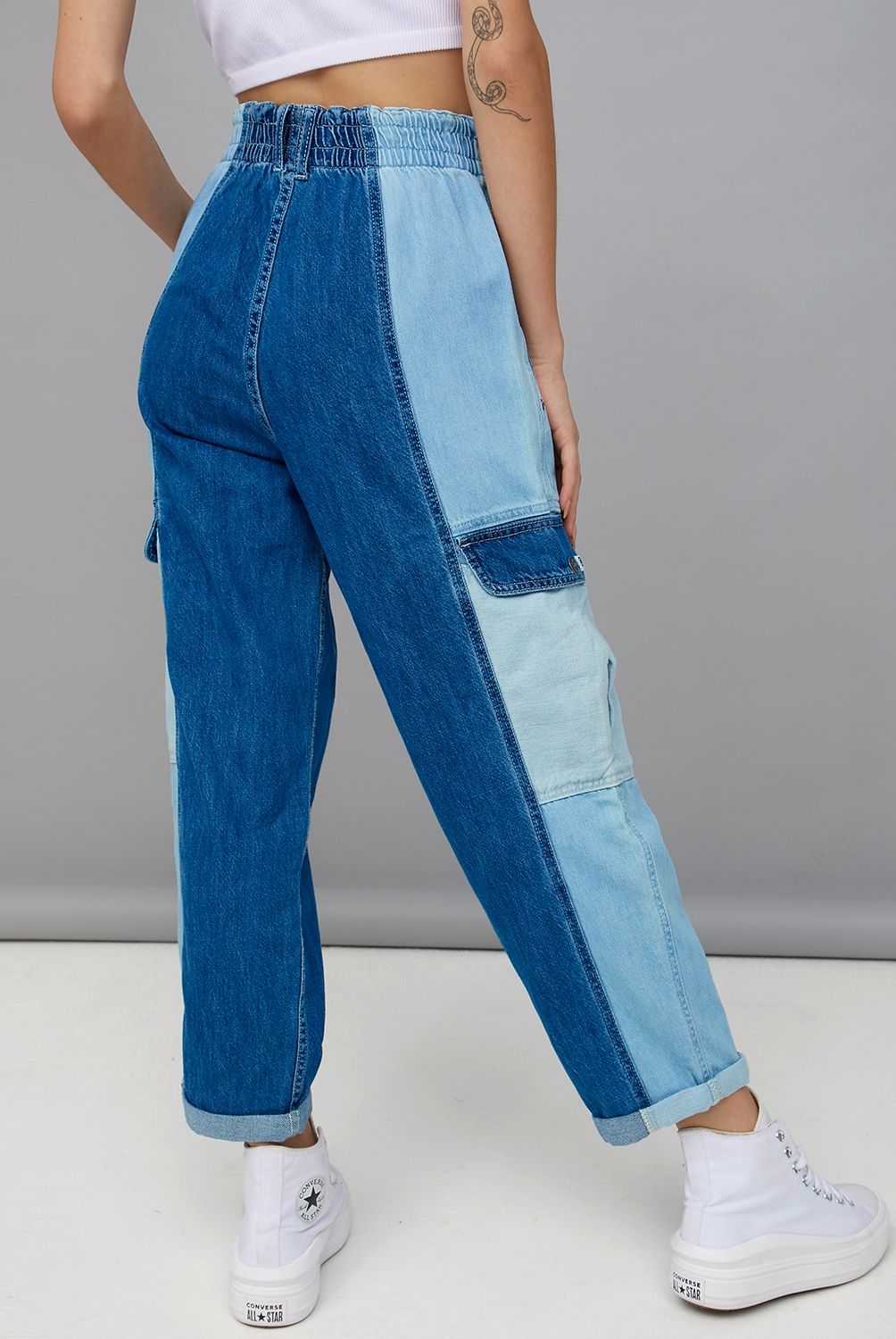 ECKO - Jeans Baggy Tiro Alto Mujer