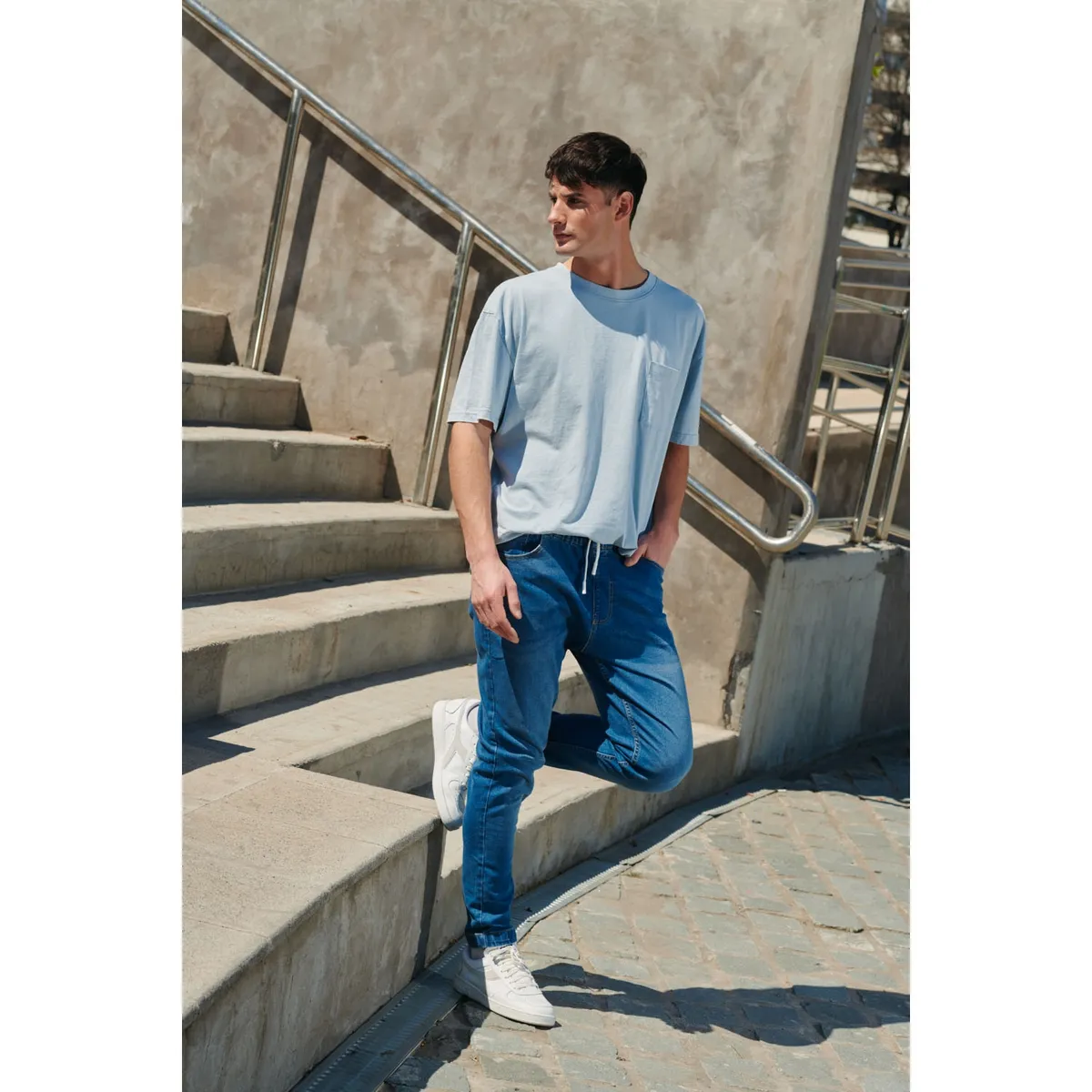 BEARCLIFF - Jeans Jogger Hombre Bearcliff Algodón Cintura Elástica