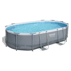 BESTWAY - Combo Piscina Estructural Ovalada 488 x 305 x 107 cm. + Filtro + 1 Escalera De Seguridad, 1 Cubierta De Piscina, 1 Dispensador