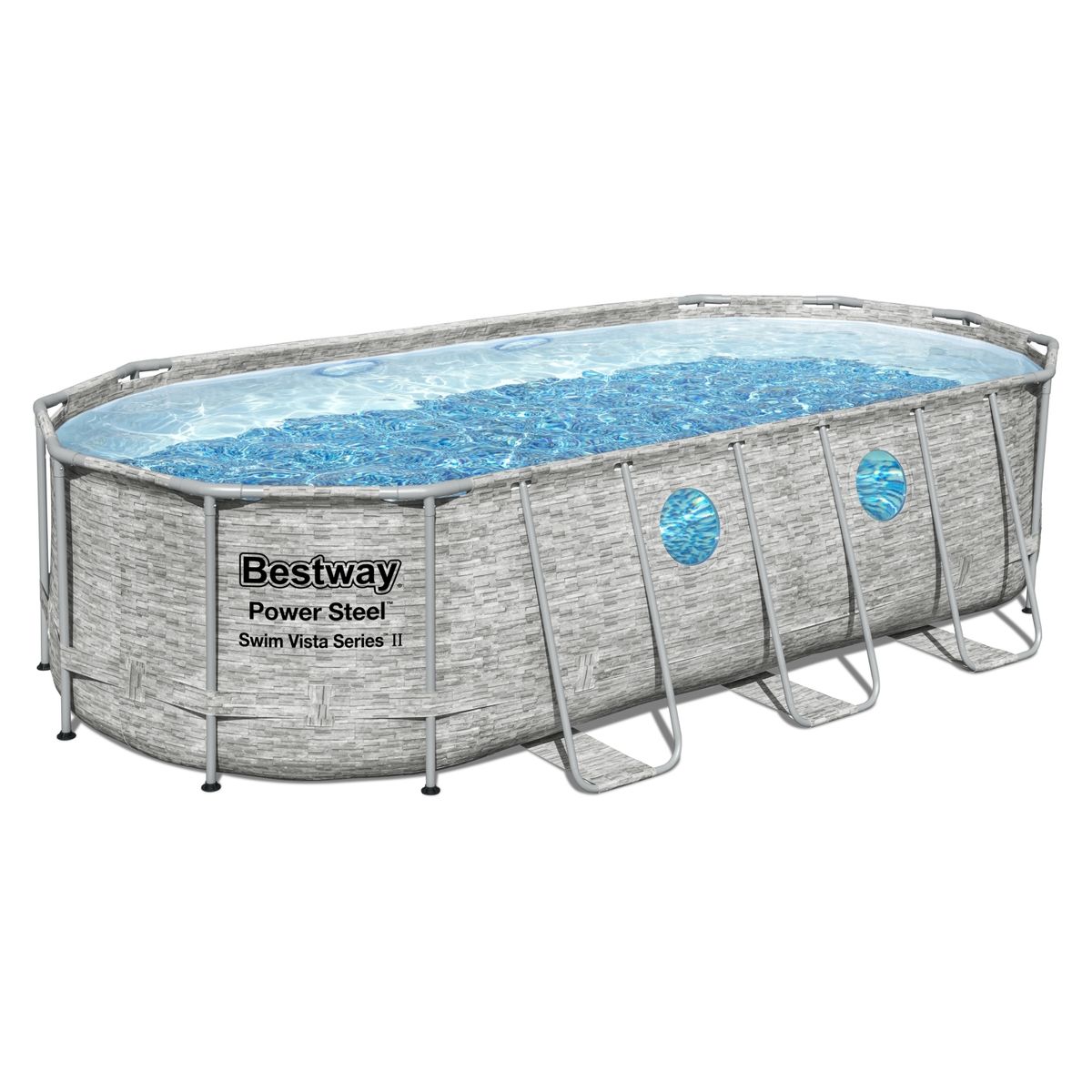 BESTWAY - Combo Piscina Estructural Ovalada  549X274X122 Cm + Filtro + 1 Escalera De Seguridad, 1 Cubierta De Piscina, 1 Dispensador Bestway