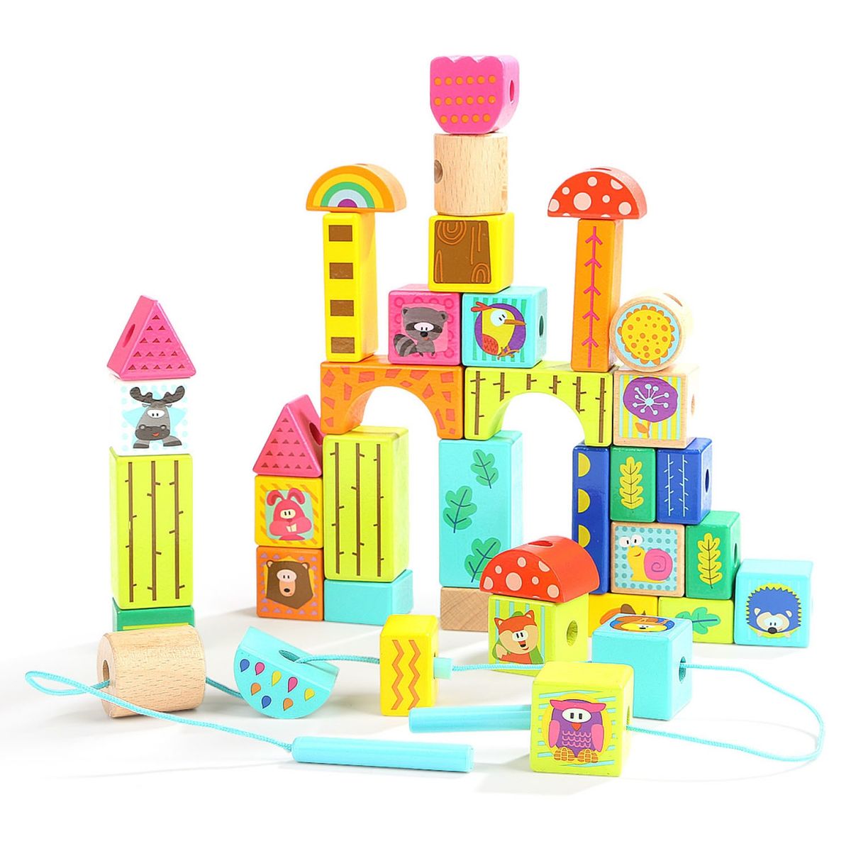 TOP BRIGHT - Juego Didáctico De Madera Bloques Construcción Top Bright