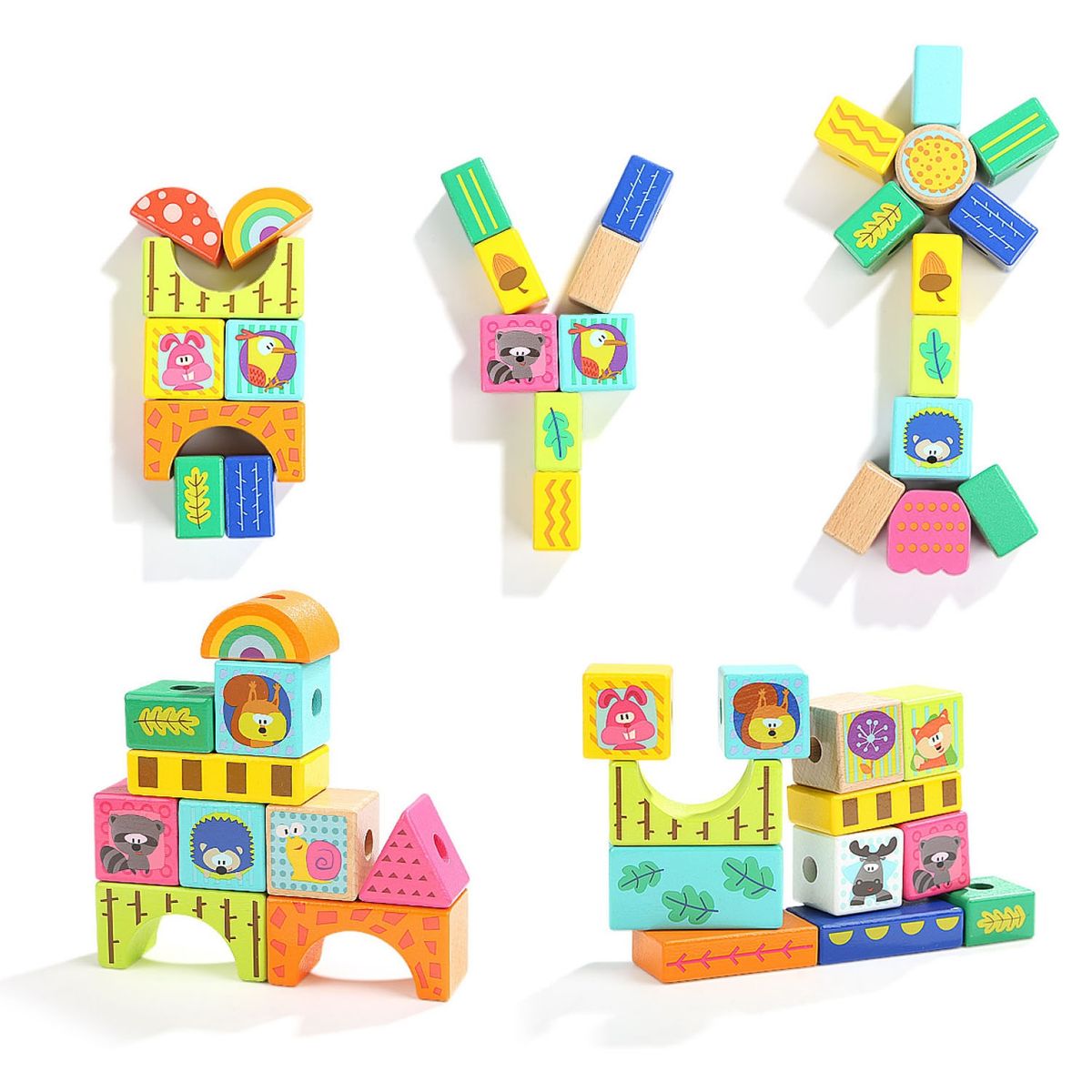 TOP BRIGHT - Juego Didáctico De Madera Bloques Construcción Top Bright