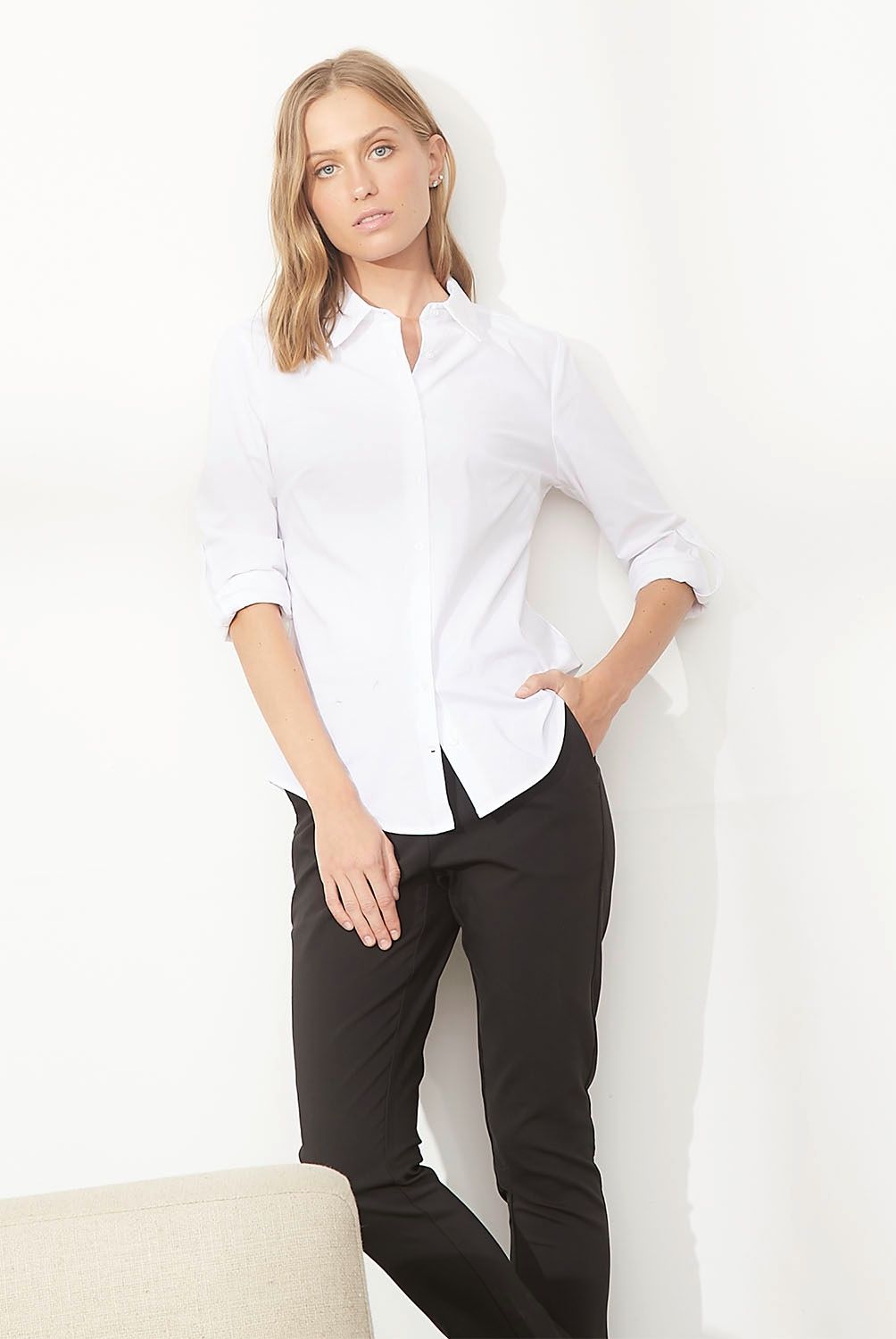 BASEMENT - Blusa Basement Algodón Manga Larga Mujer Cuello Clásico
