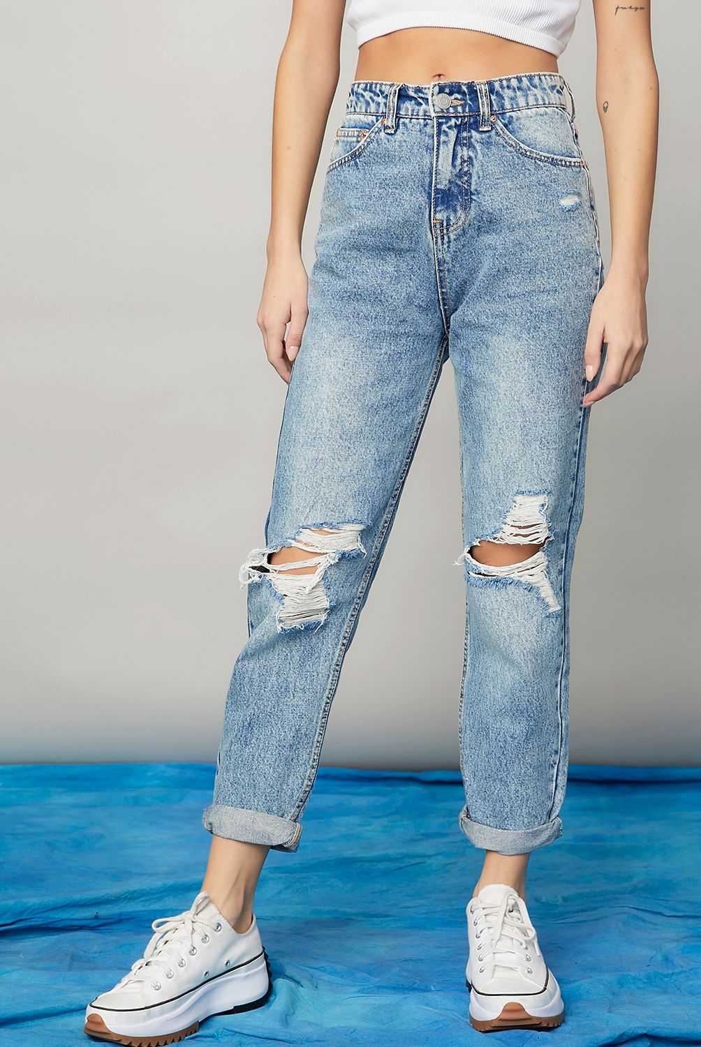 AMERICANINO - Jeans Americanino Mom Tiro Alto Mujer Algodón Casual