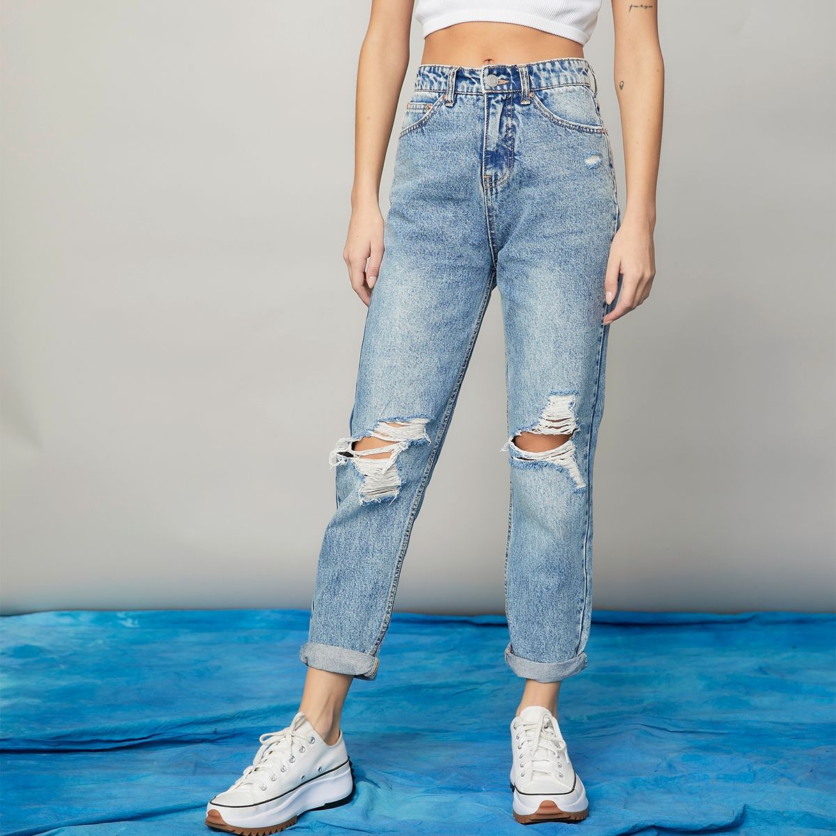 AMERICANINO - Jeans Americanino Mom Tiro Alto Mujer Algodón Casual