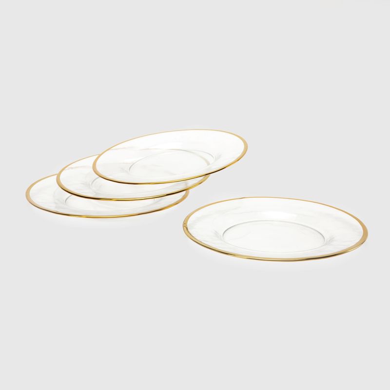 BASEMENT HOME - Basement Home Set 4 Platos Vidrio Rim Dorado