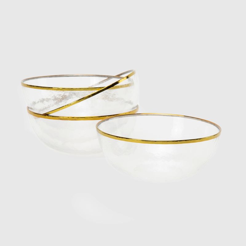 BASEMENT HOME - Basement Home Set 4 Bowls Vidrio Rim Dorado