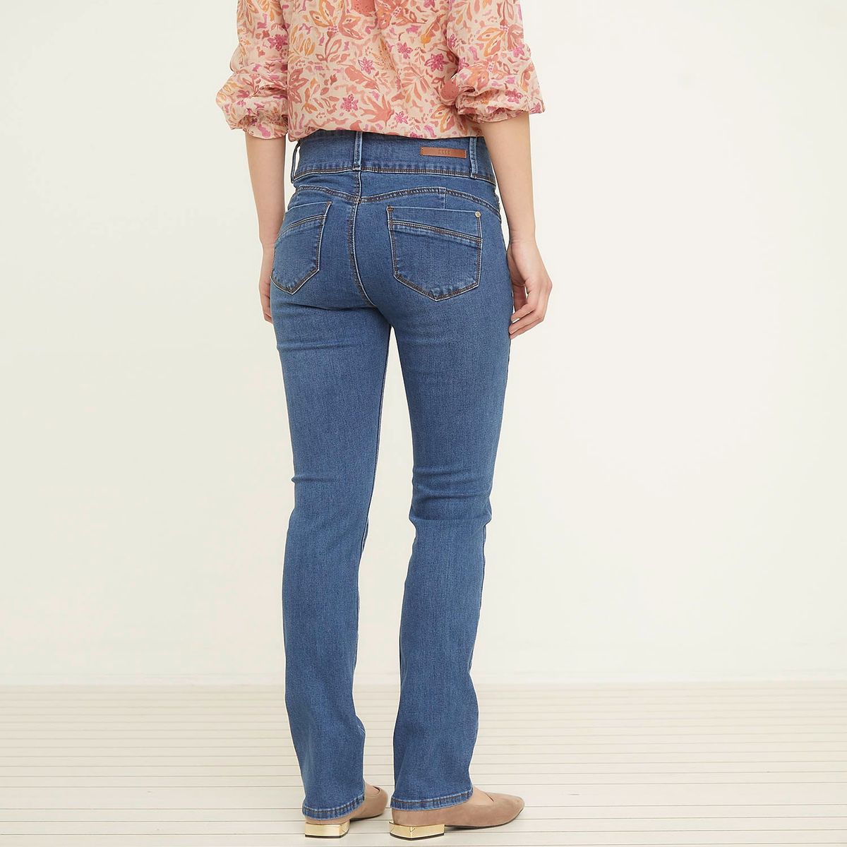 ELLE - Jeans Straight Tiro Medio Mujer Elle