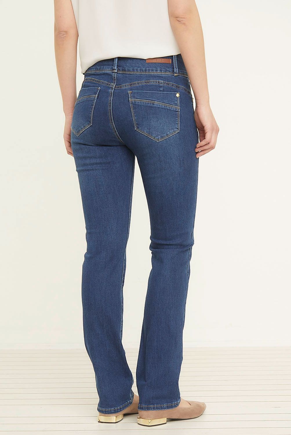 ELLE - Jeans Straight Tiro Medio Mujer Elle