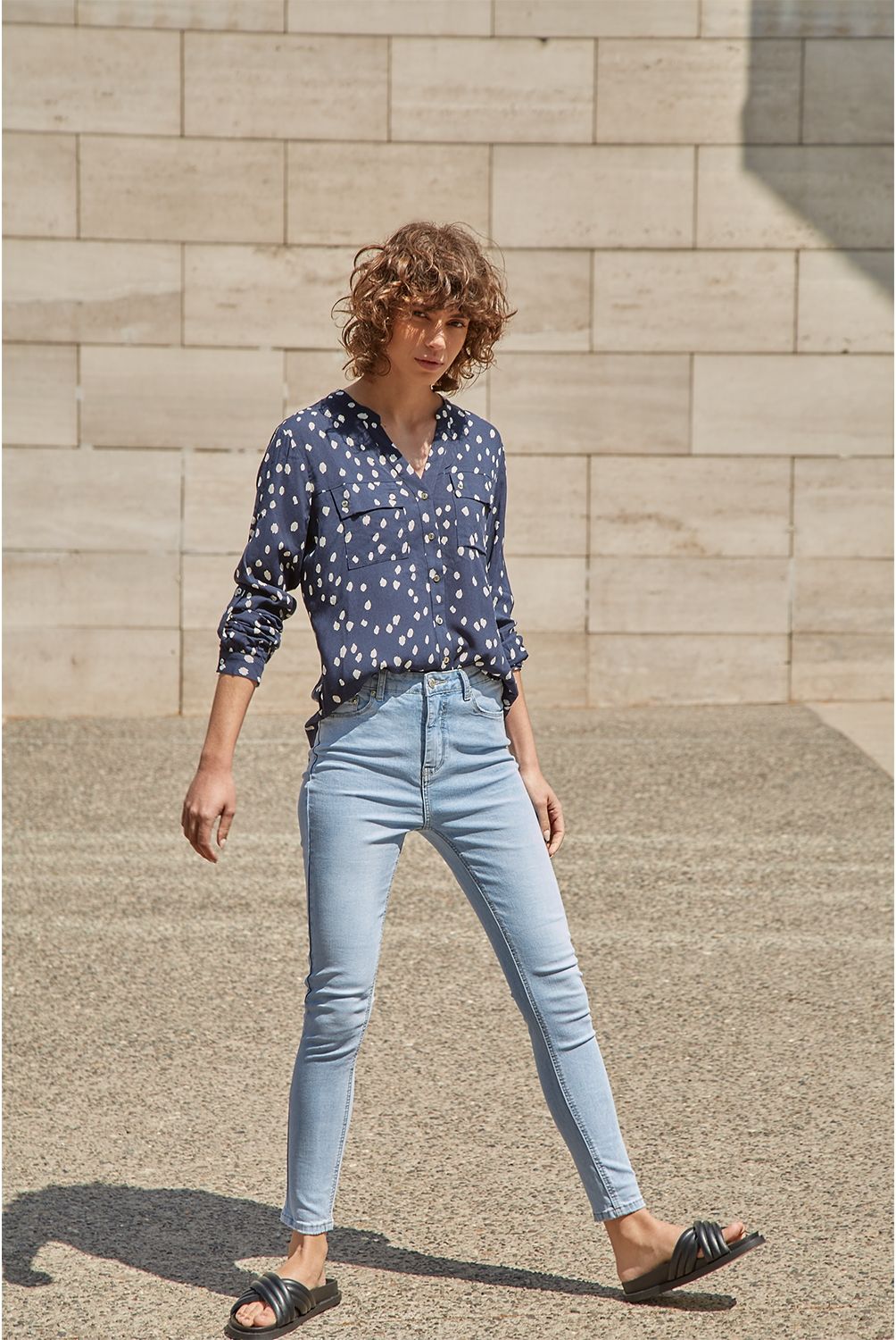 BASEMENT - Jeans Basement Skinny Tiro Alto Mujer Algodón