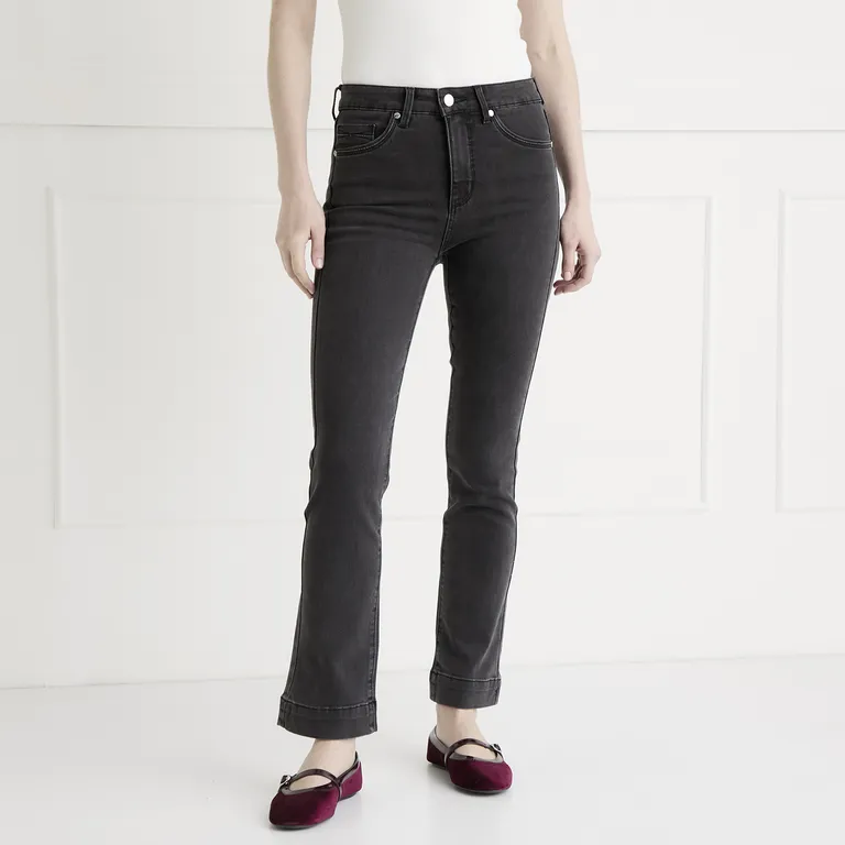 Jeans Straight Tiro Alto Mujer