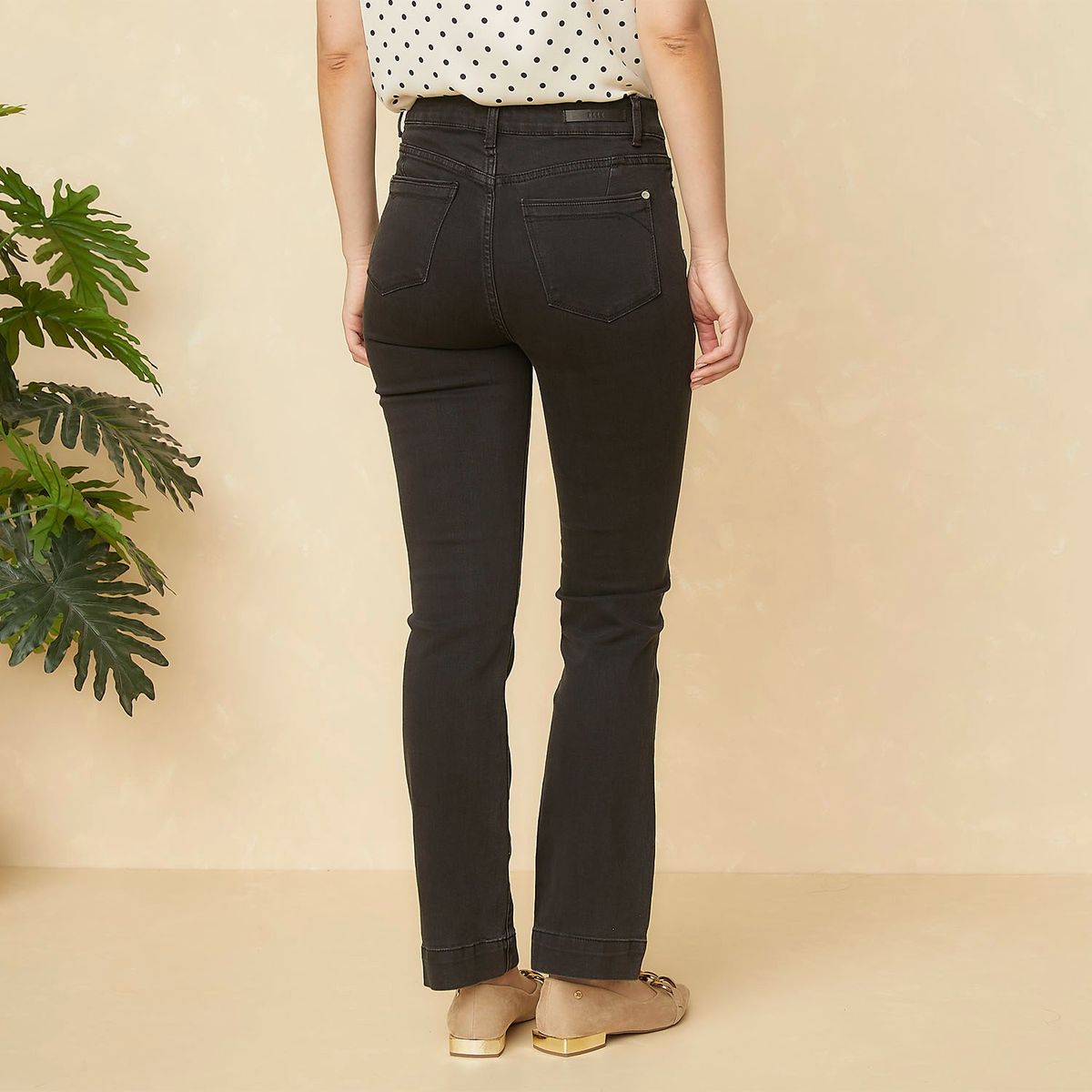 ELLE - Jeans Straight Tiro Alto Mujer Elle