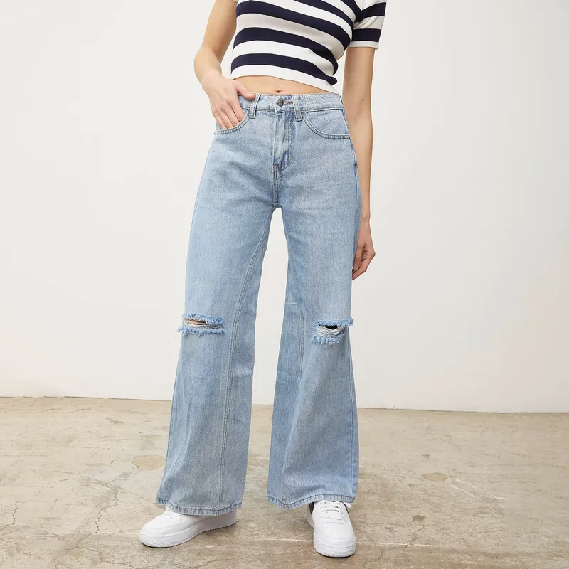 SYBILLA - Jeans Sybilla Wide Leg Naomi Tiro Alto Mujer Algodón