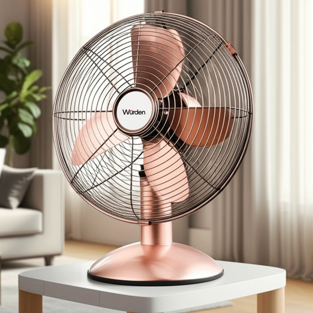 WURDEN - Ventilador de Sobremesa Wurden 12 Pulgadas Oscilante Cobre
