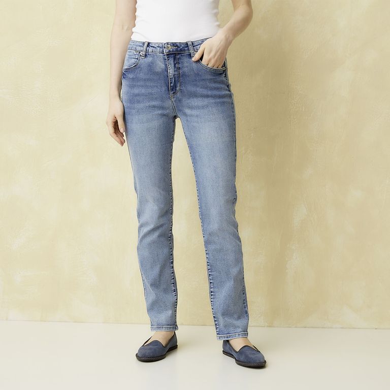 Jeans Straight Tiro Alto Mujer