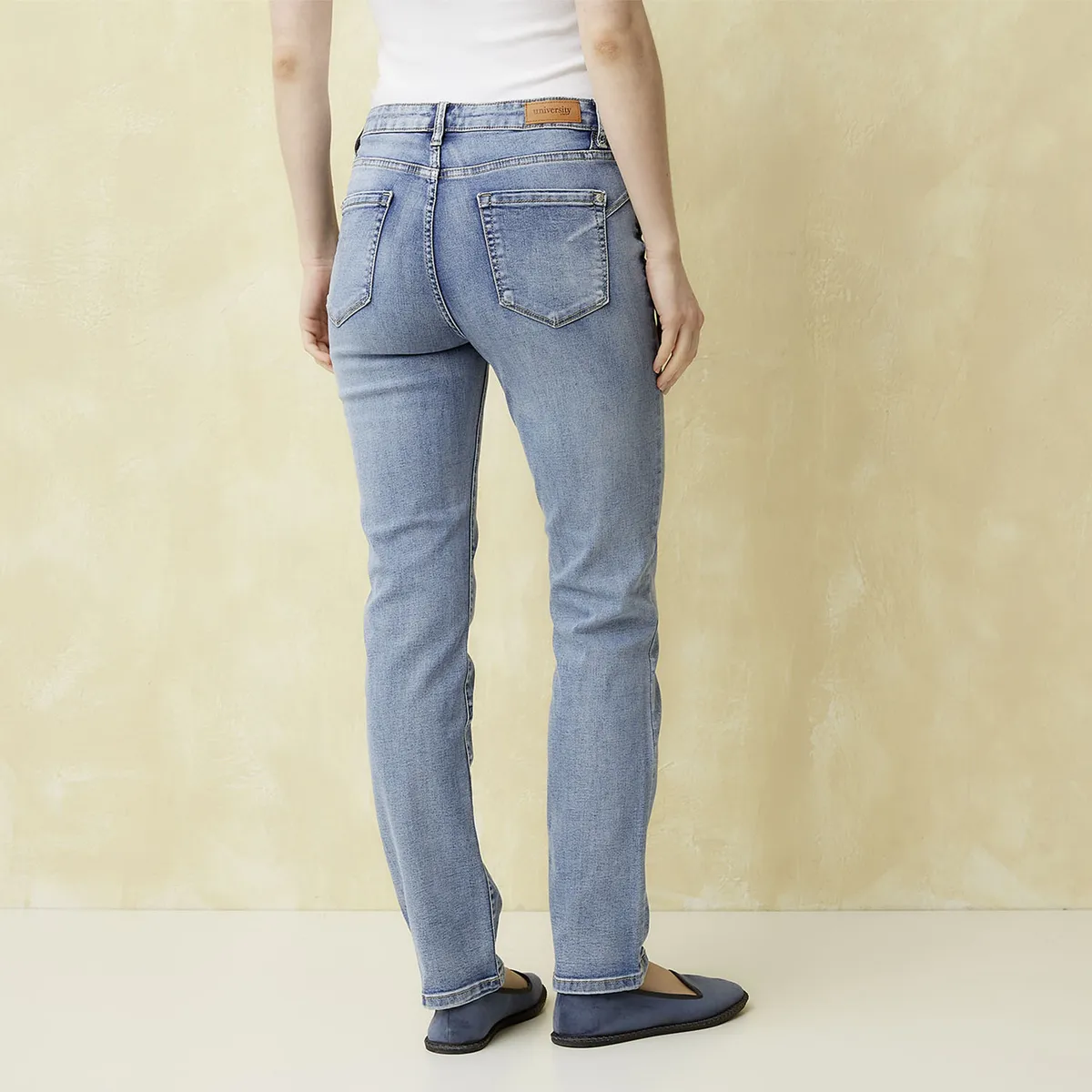 UNIVERSITY CLUB - Jeans Straight Tiro Alto Mujer University Club
