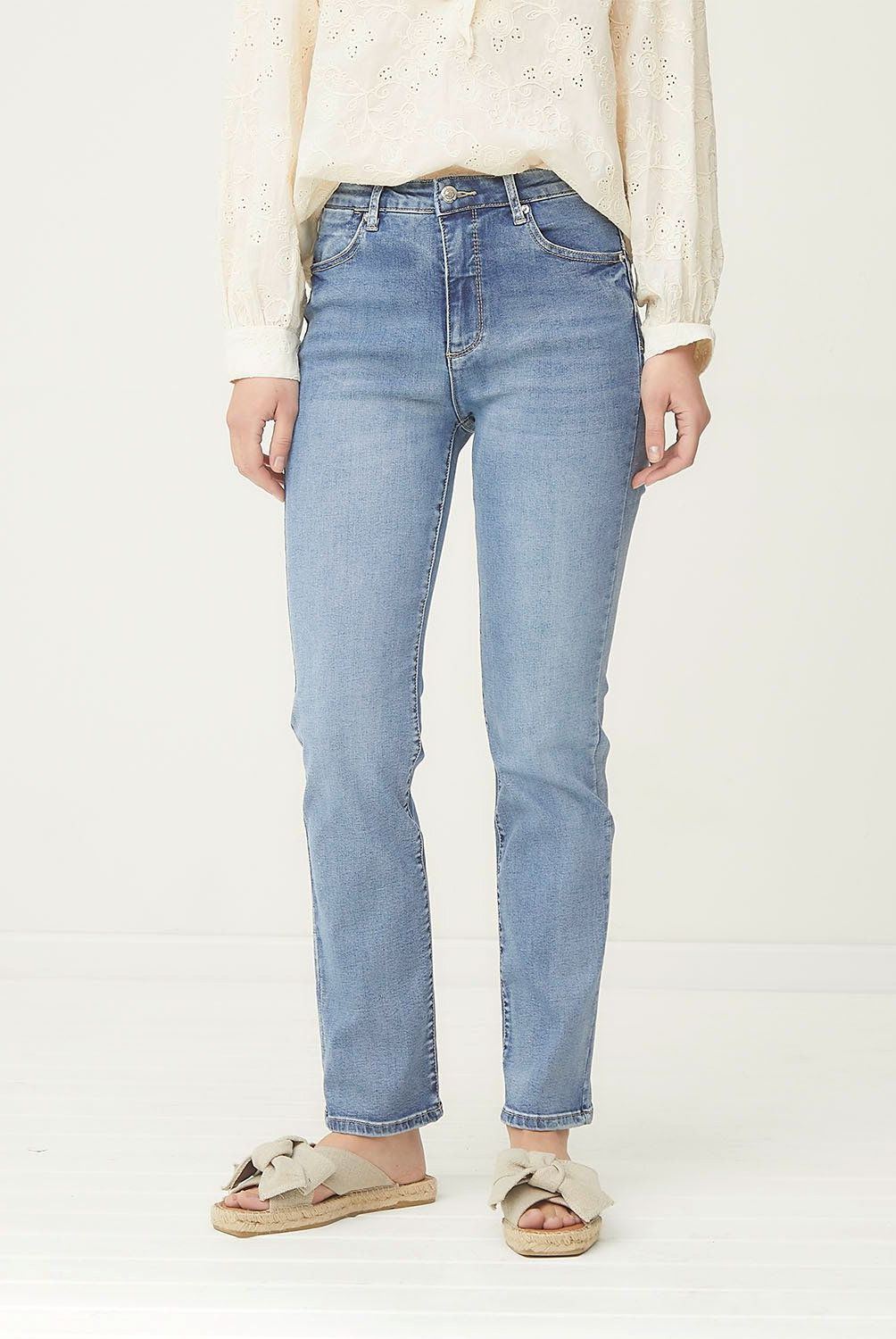 UNIVERSITY CLUB - Jeans Straight Mujer University Club Tiro Alto