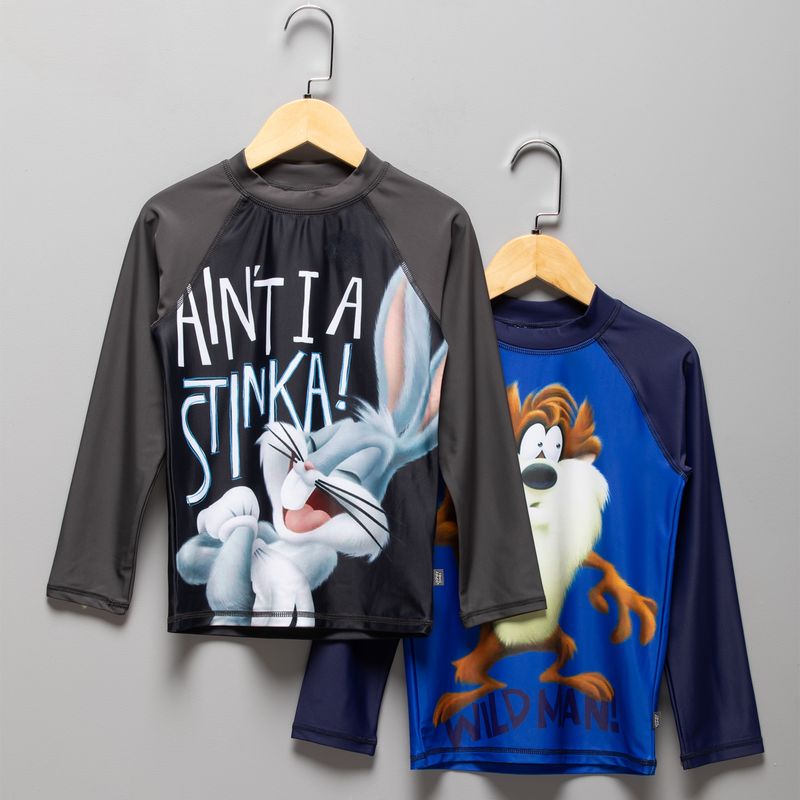 WARNER BROS - Polera Uv Más Sustentable Pack De 2 Unidades Looney Tunes Poliéster Reciclado Niño