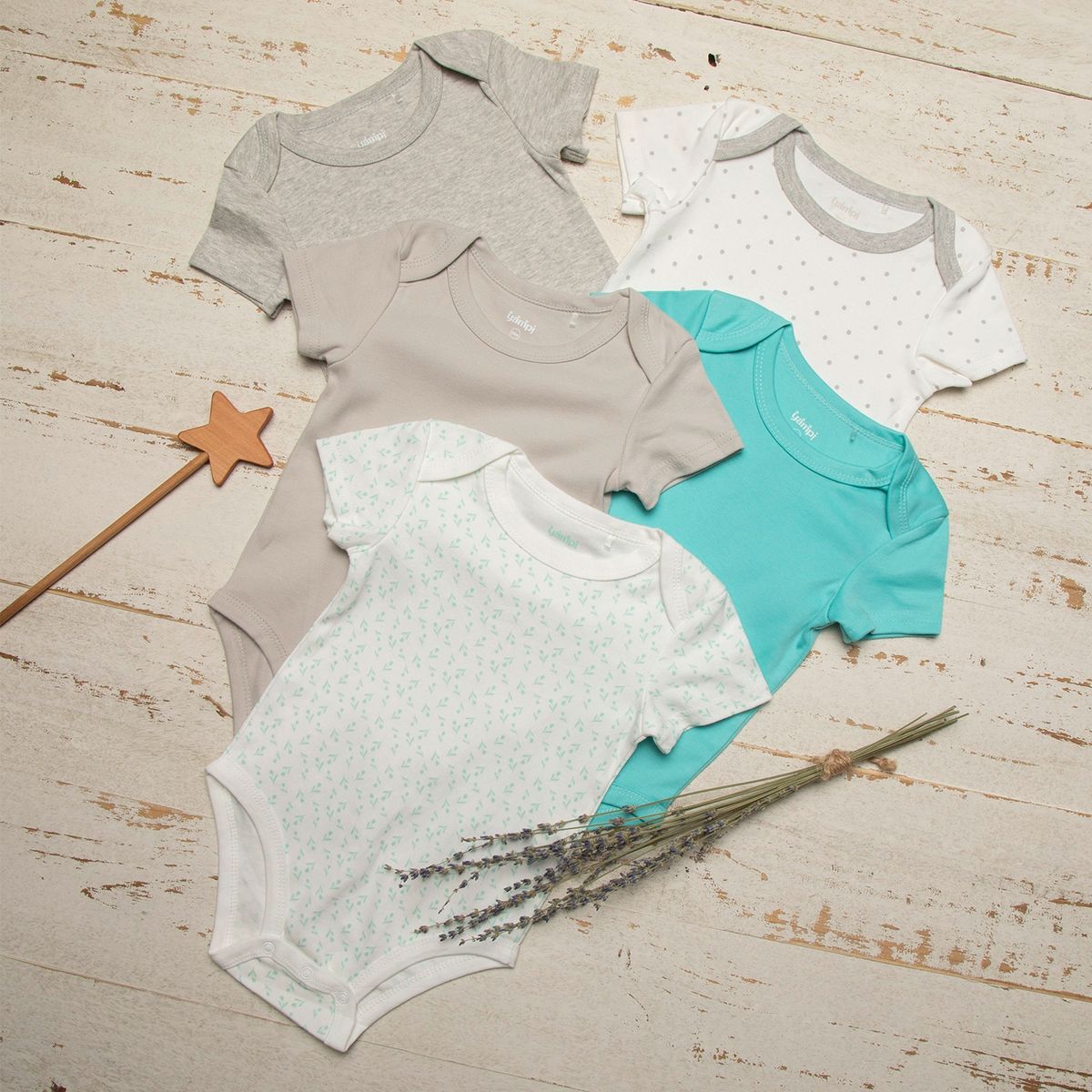 YAMP - Body Pack De 5 Unidades Algodón Bebé Niña