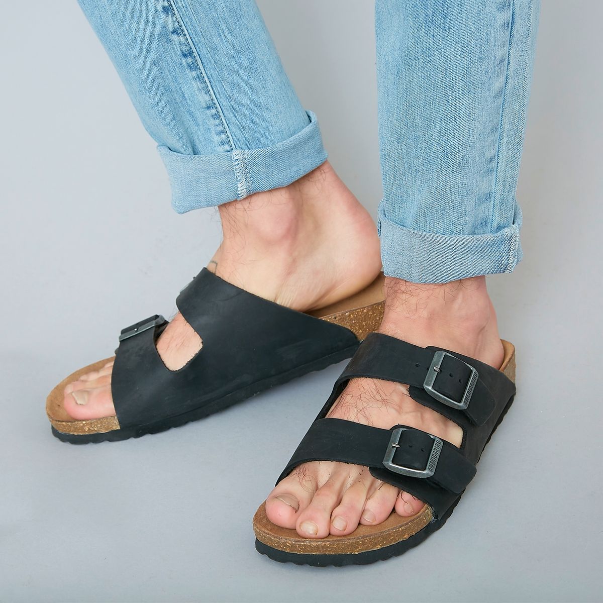 AMERICANINO - Sandalia Hombre Cuero Negra