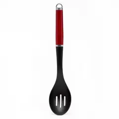 KITCHENAID - Cuchara Nylon Ranurada Mango Rojo