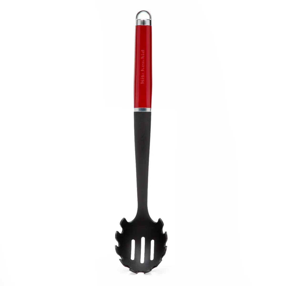 KITCHENAID - Cuchara Nylon Ranurada Pasta Mango Rojo Kitchenaid