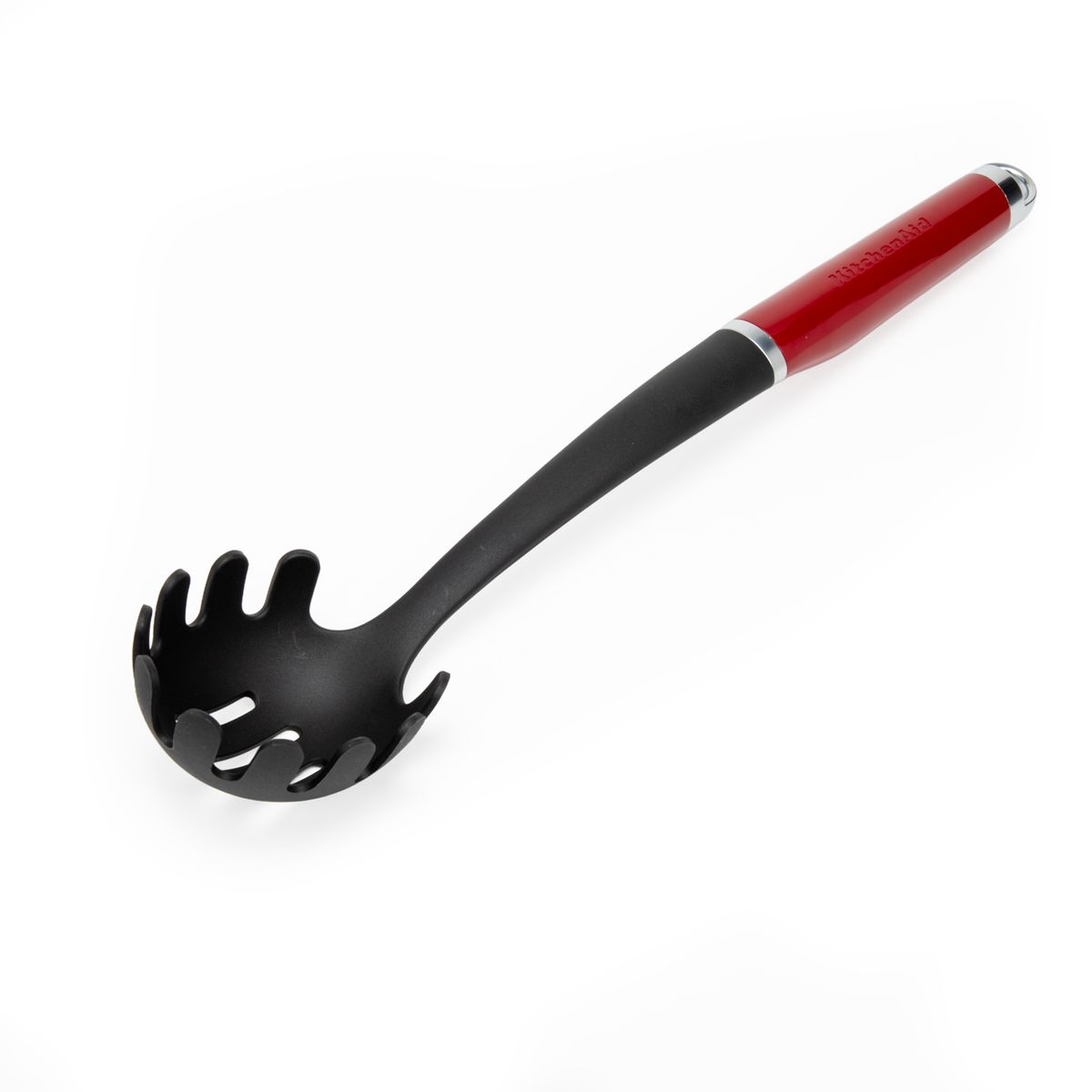 KITCHENAID - Cuchara Nylon Ranurada Pasta Mango Rojo Kitchenaid