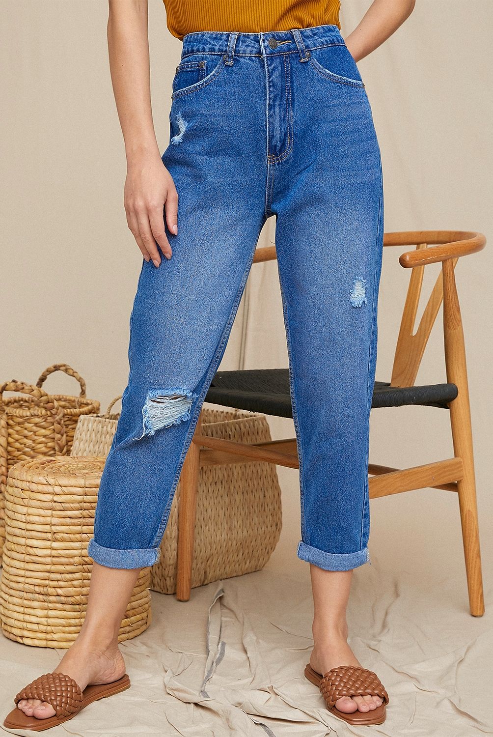 BASEMENT - Jeans Mom Tiro Alto Mujer Basement