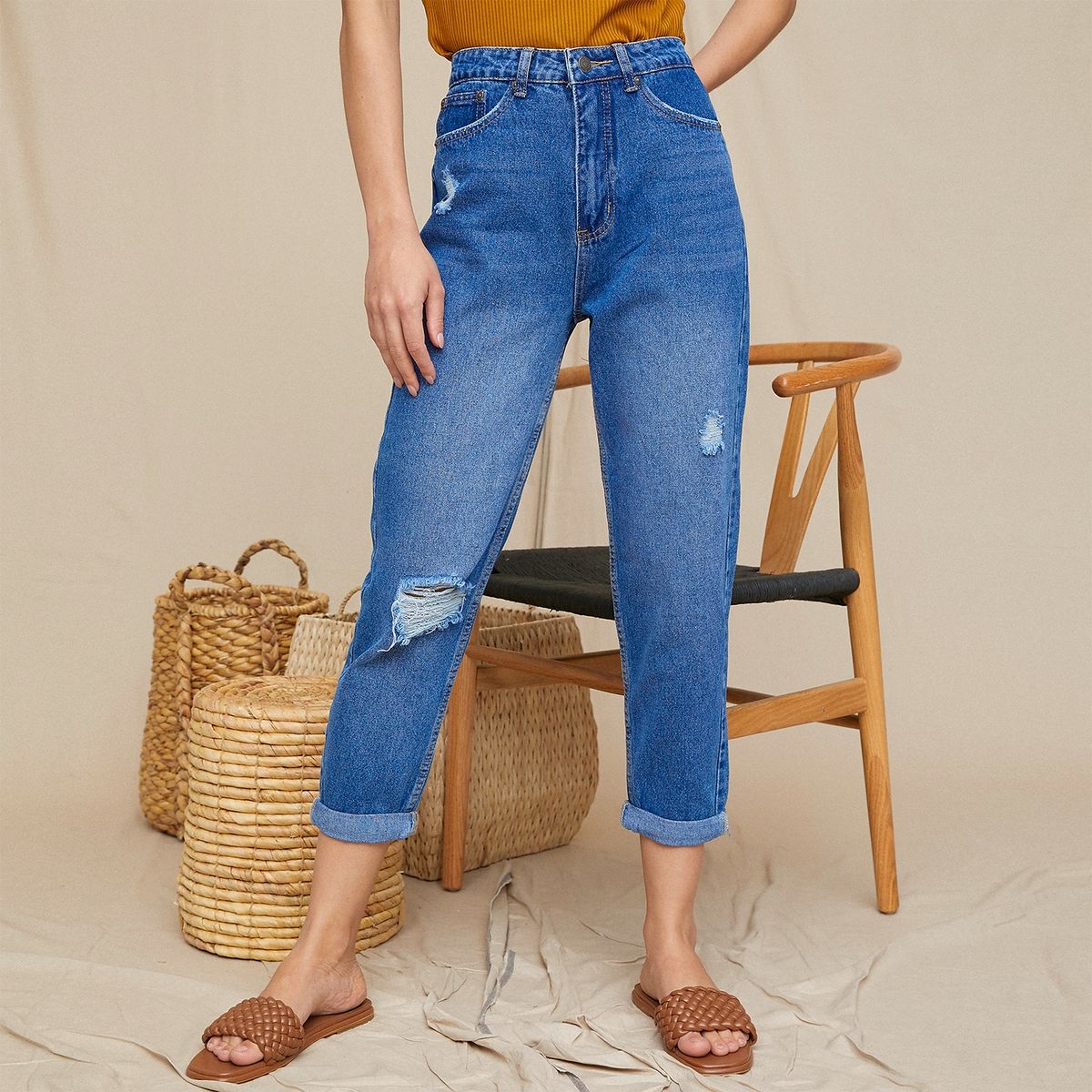BASEMENT - Jeans Mom Tiro Alto Mujer Basement