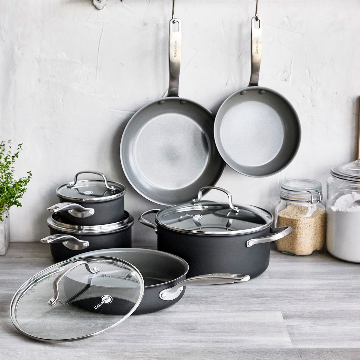 GREEN PAN - Batería de Cocina Antiadherente 10 Piezas Chatham Greenpan