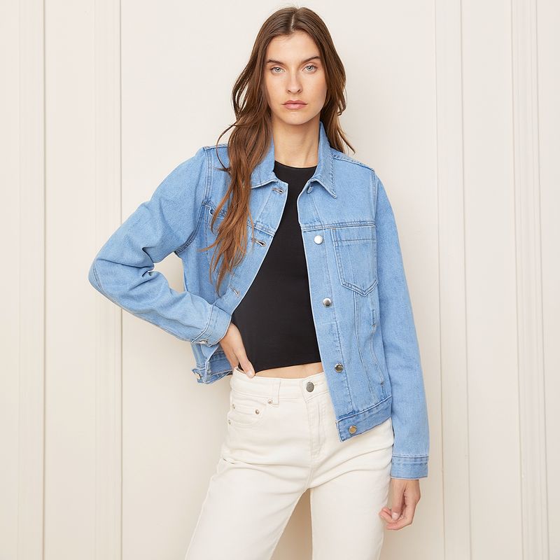 BASEMENT - Chaqueta Denim Mujer Basement Algodón Manga Larga