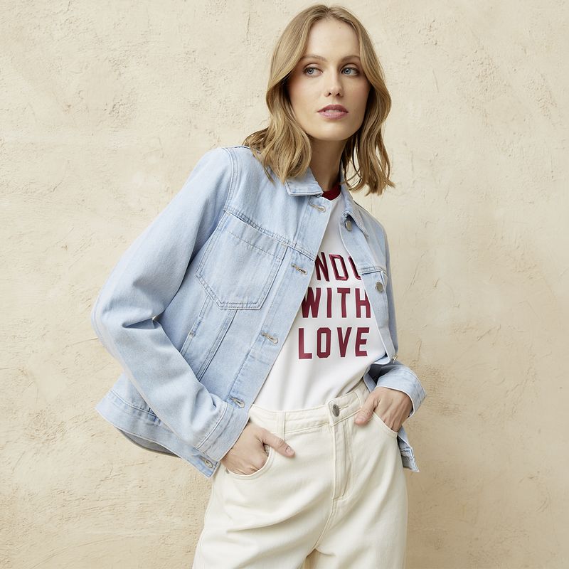 BASEMENT - Chaqueta Denim Mujer Basement Algodón Manga Larga