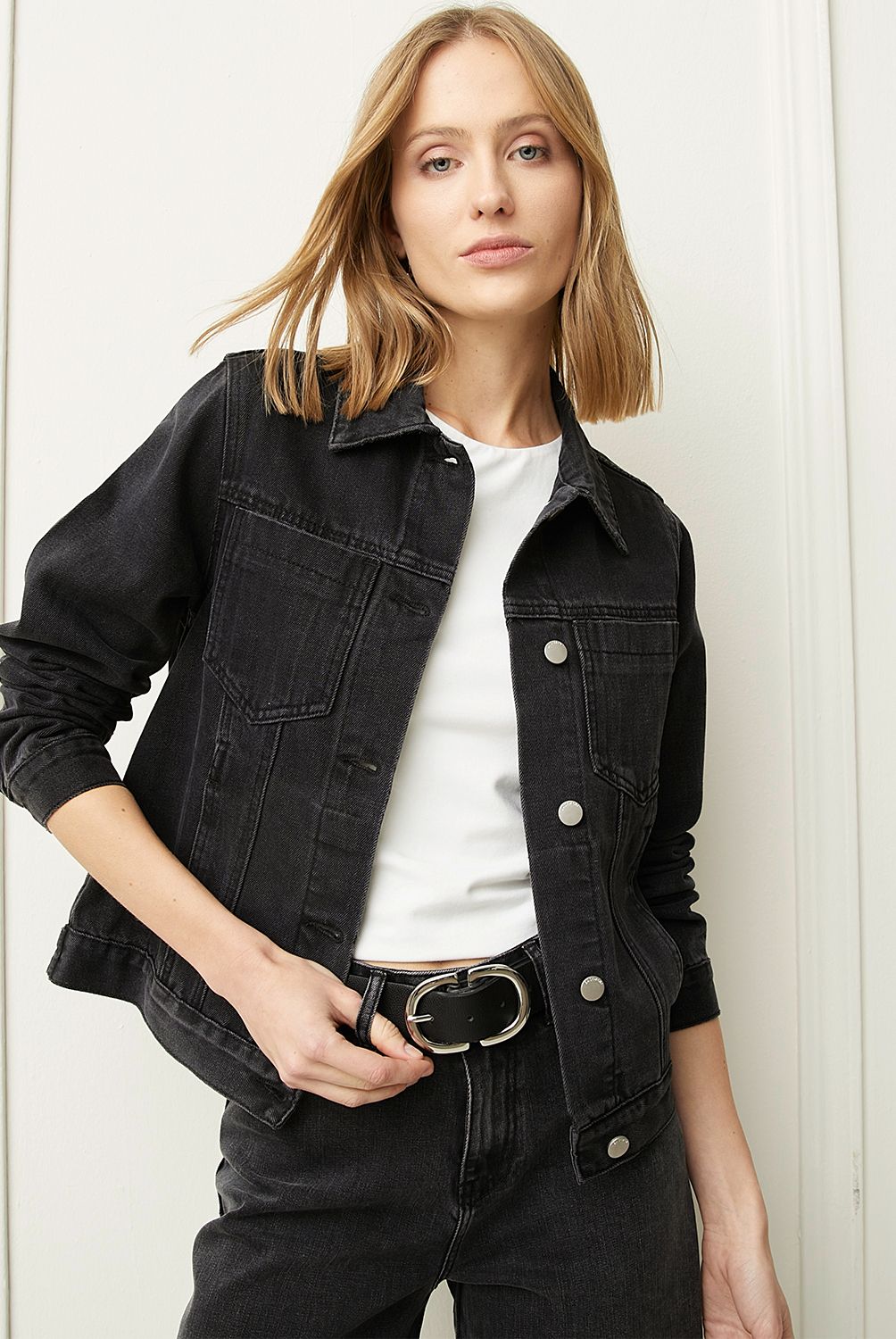 BASEMENT - Chaqueta Denim Mujer Basement Algodón Manga Larga