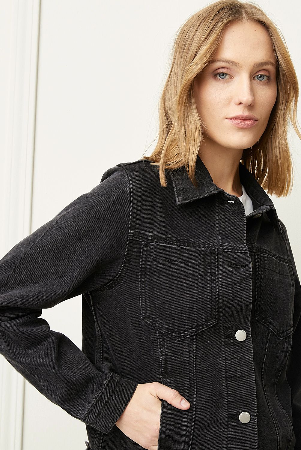 BASEMENT - Chaqueta Denim Mujer Basement Algodón Manga Larga