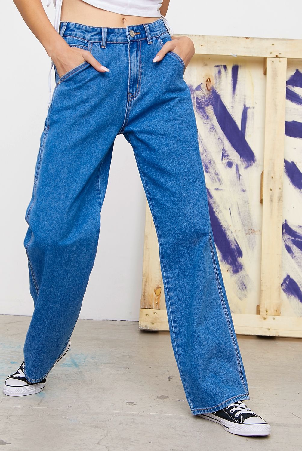 AMERICANINO - Americanino Jeans Straight Tiro Alto Algodón Mujer