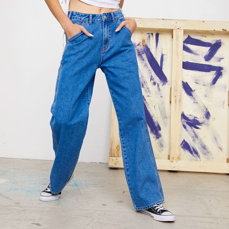 AMERICANINO - Americanino Jeans Straight Tiro Alto Algodón Mujer