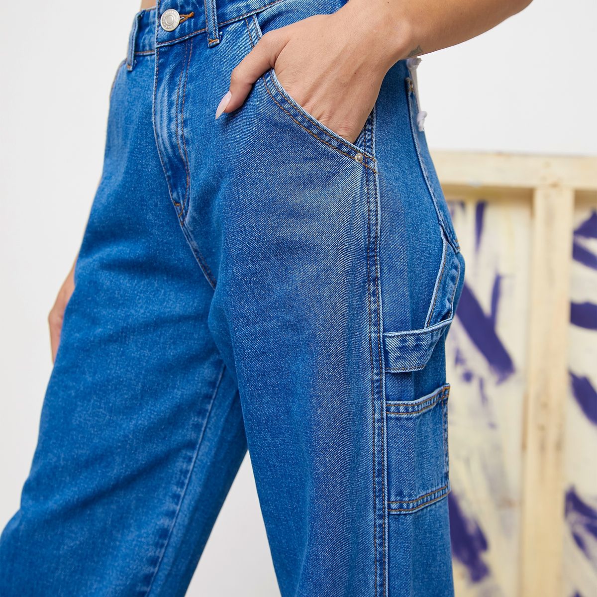 AMERICANINO - Americanino Jeans Straight Tiro Alto Algodón Mujer