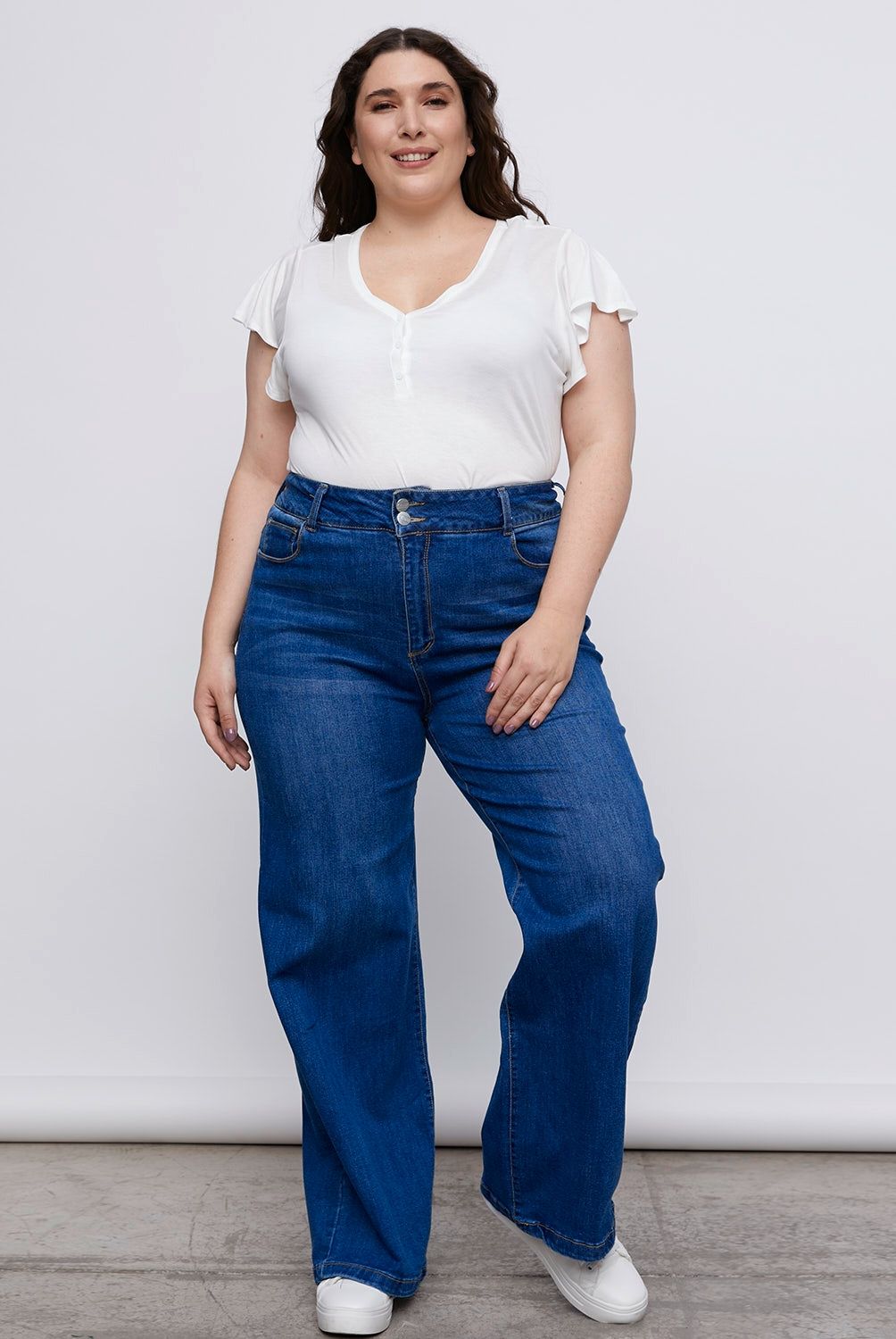 NEWPORT - Jeans Wide Leg Tiro Alto Mujer Newport