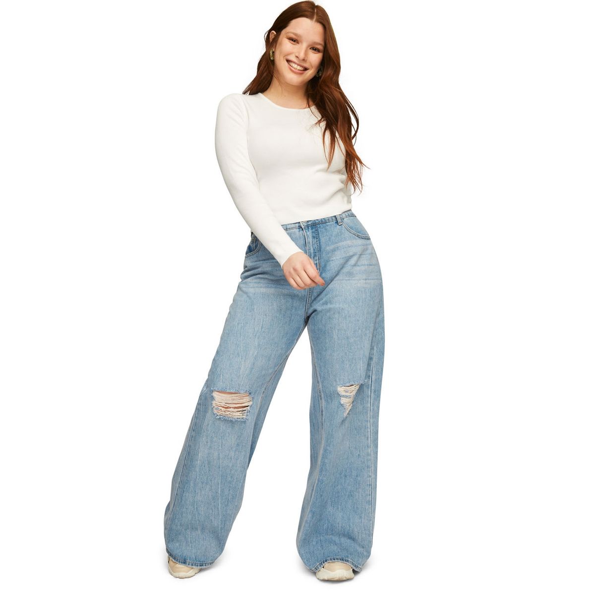 SYBILLA - Jeans Wide Leg Naomi Plus Tiro Medio Mujer Sybilla
