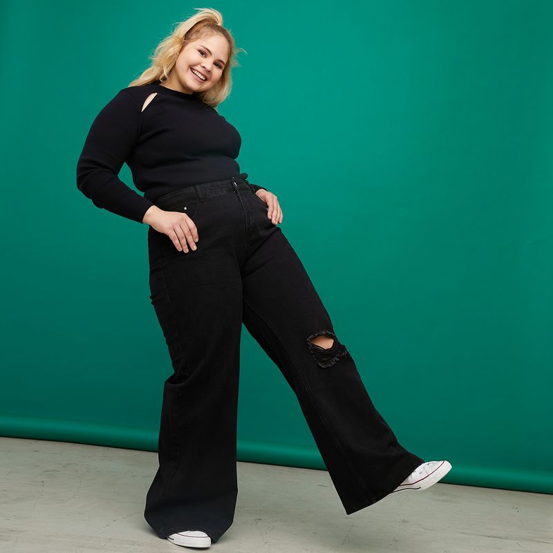 SYBILLA - Jeans Wide Leg Naomi Plus Tiro Medio Mujer Sybilla