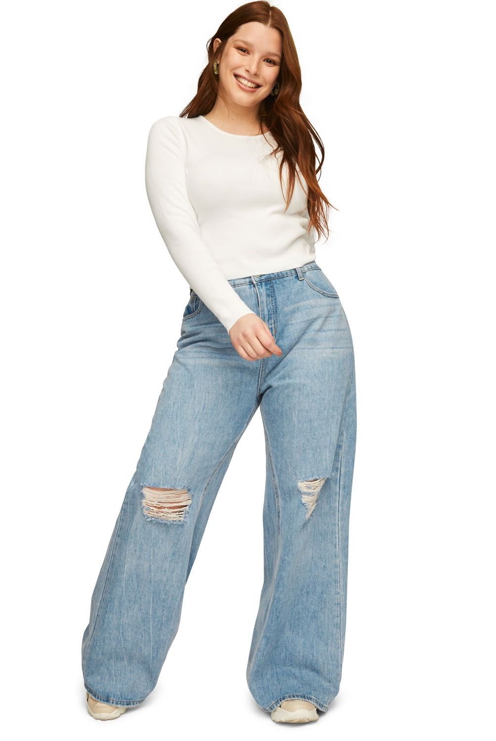 SYBILLA - Jeans Wide Leg Naomi Plus Tiro Medio Mujer Sybilla