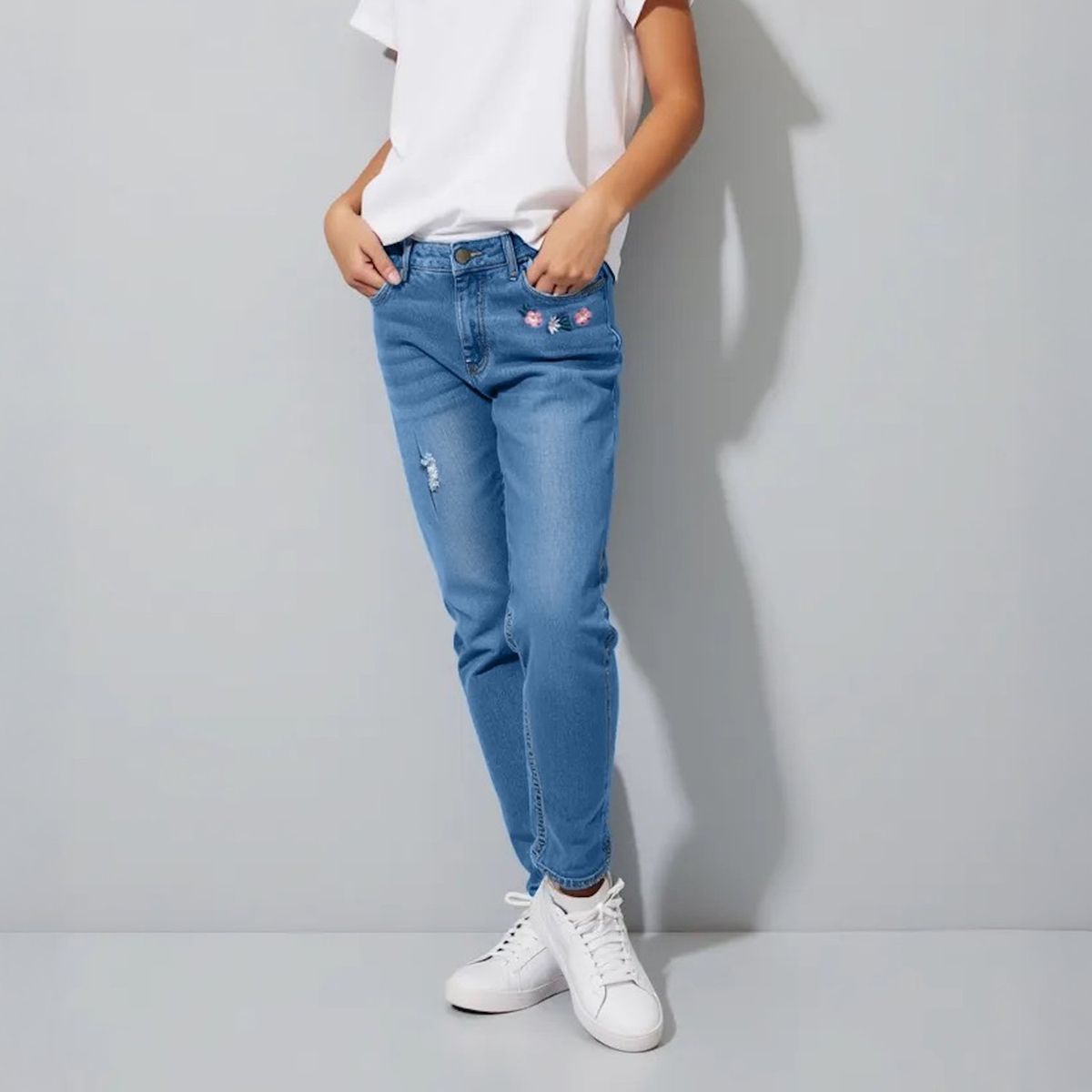 ELEVEN - Jeans Skinny Eleven Niña Algodón Tiro Medio Bordado