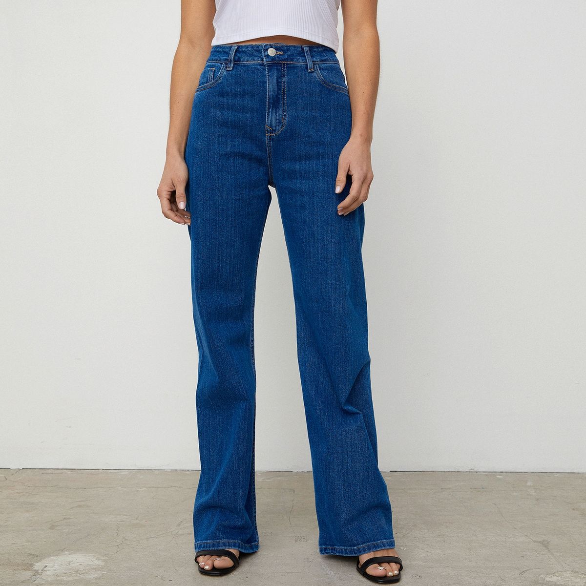 BASEMENT - Jeans Wide Leg Tiro Alto Mujer