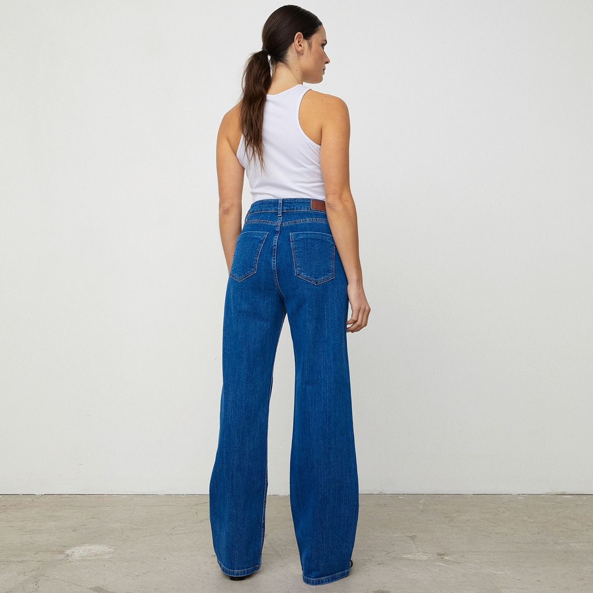 BASEMENT - Jeans Wide Leg Tiro Alto Mujer