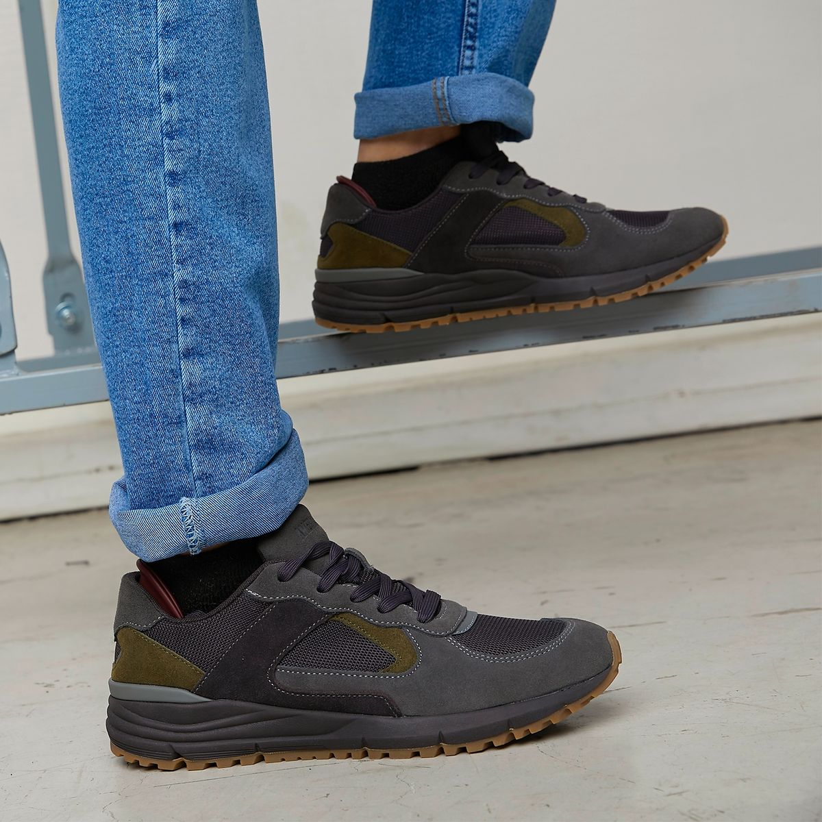 AMERICANINO - Zapatilla Urbana Hombre Cuero Gris Americanino