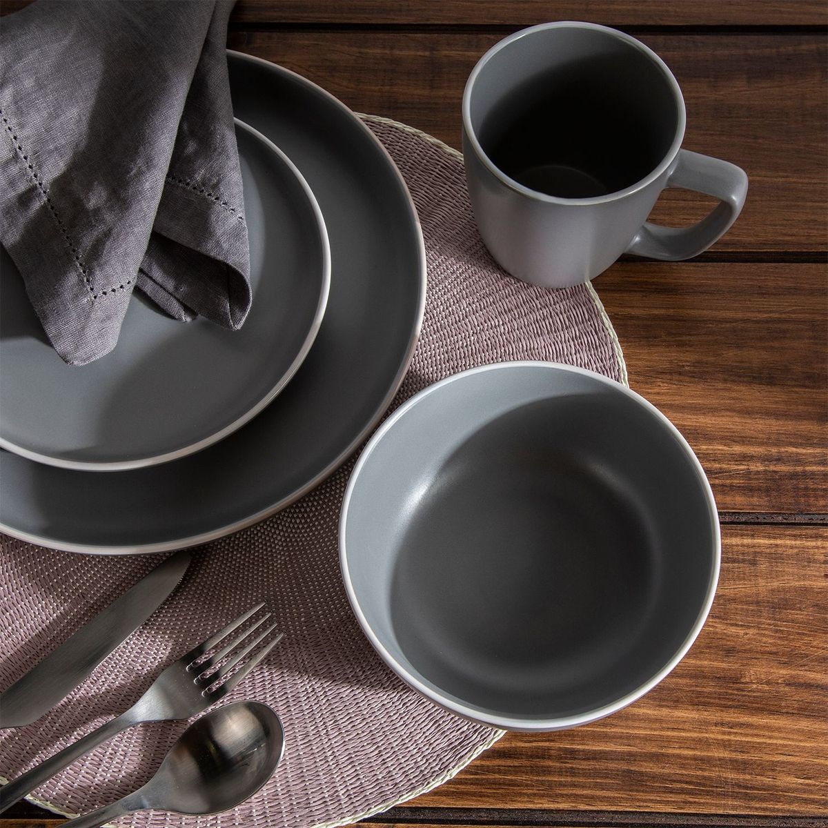 BASEMENT HOME - Juego De Vajilla 24 Piezas Cerámica Arena Basement Home